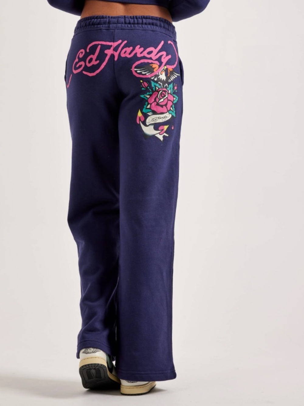 Ed Hardy Women’s Eagle Rose Fleece Sweatpants - Size XXL -Navy Eclipse- NWT